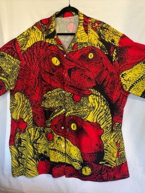 Big and tall men’s Vibrant Multicolor Printed button down short sleeved shirt